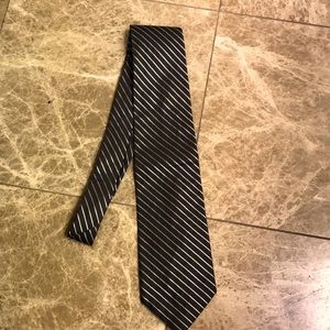 Express Design Studio Brown Silver Stripe 100% Italian silk Men’s Necktie